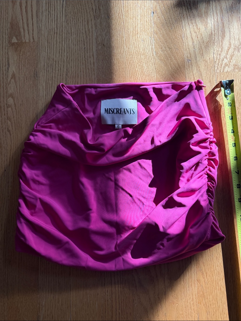 MISCREANTS Fuchsia Ruched Mini Skirt